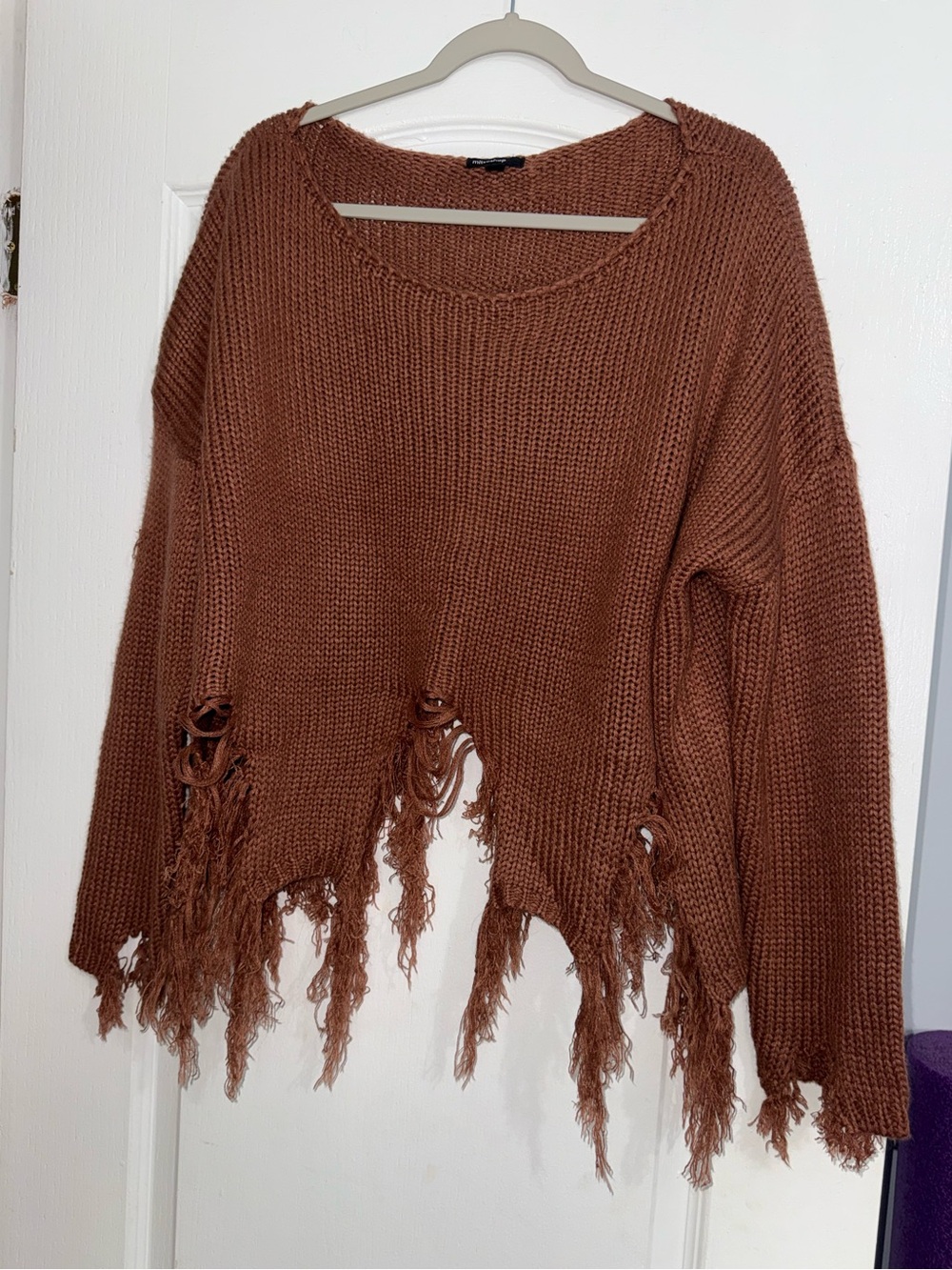 Distressed Brown Knit Sweater